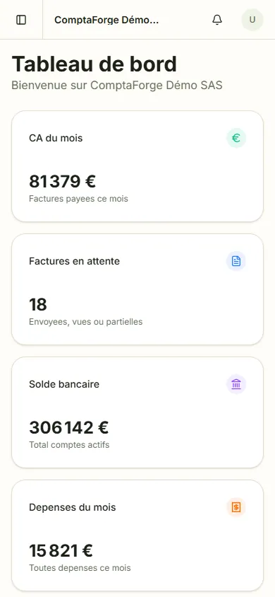 Tableau de bord ComptaForge
